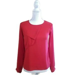 Bar III Red Jewel neck Long Sleeve Blouse XXSmall